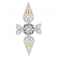Celtic Trinity Cross Silver & 18K Gold Accent Pendant MPD1820