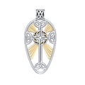 Large Celtic Knotwork Cross Silver and 18K Gold Accent Pendant MPD1821
