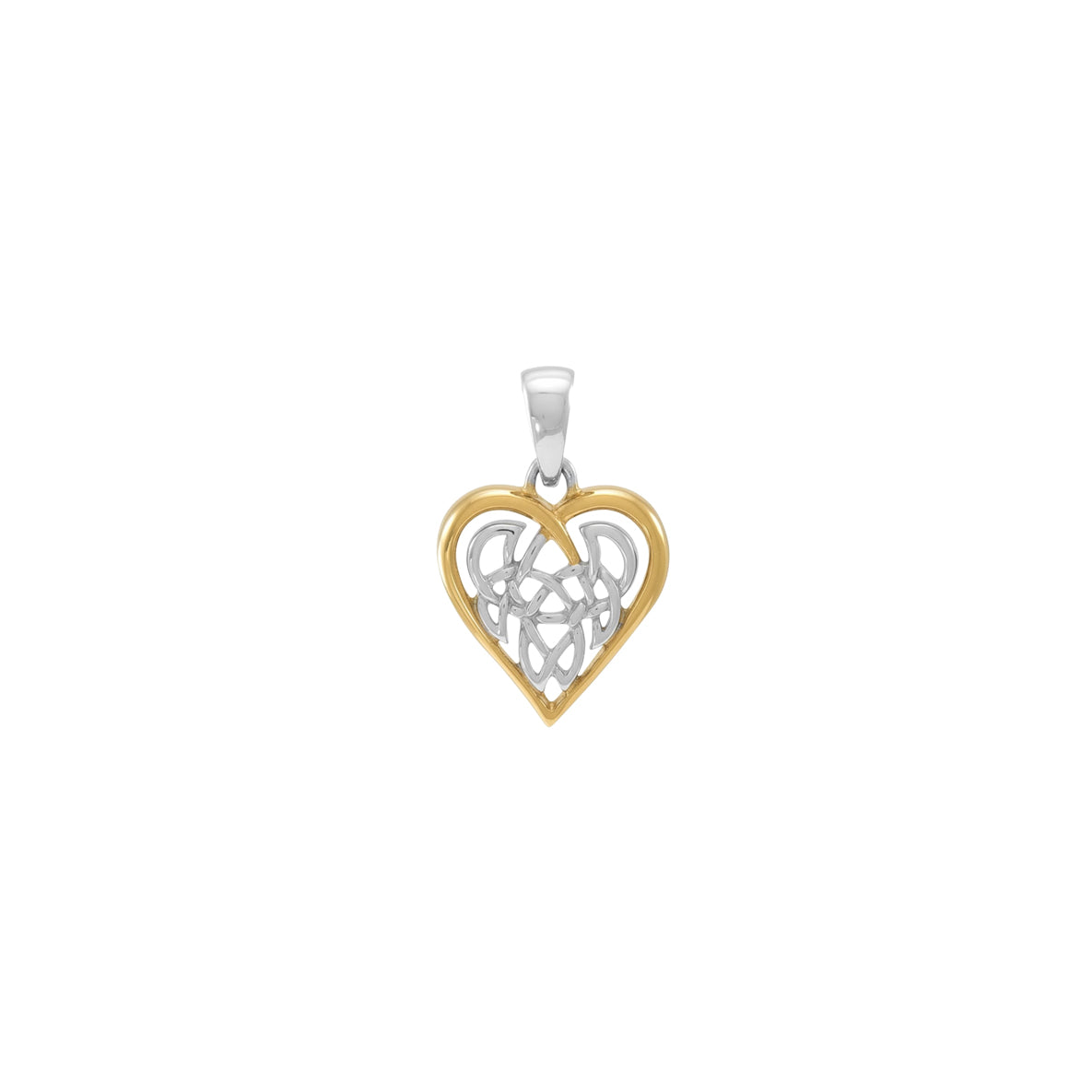 Celtic Knot Heart Sterling Silver and 18K Gold Accent Pendant MPD2332