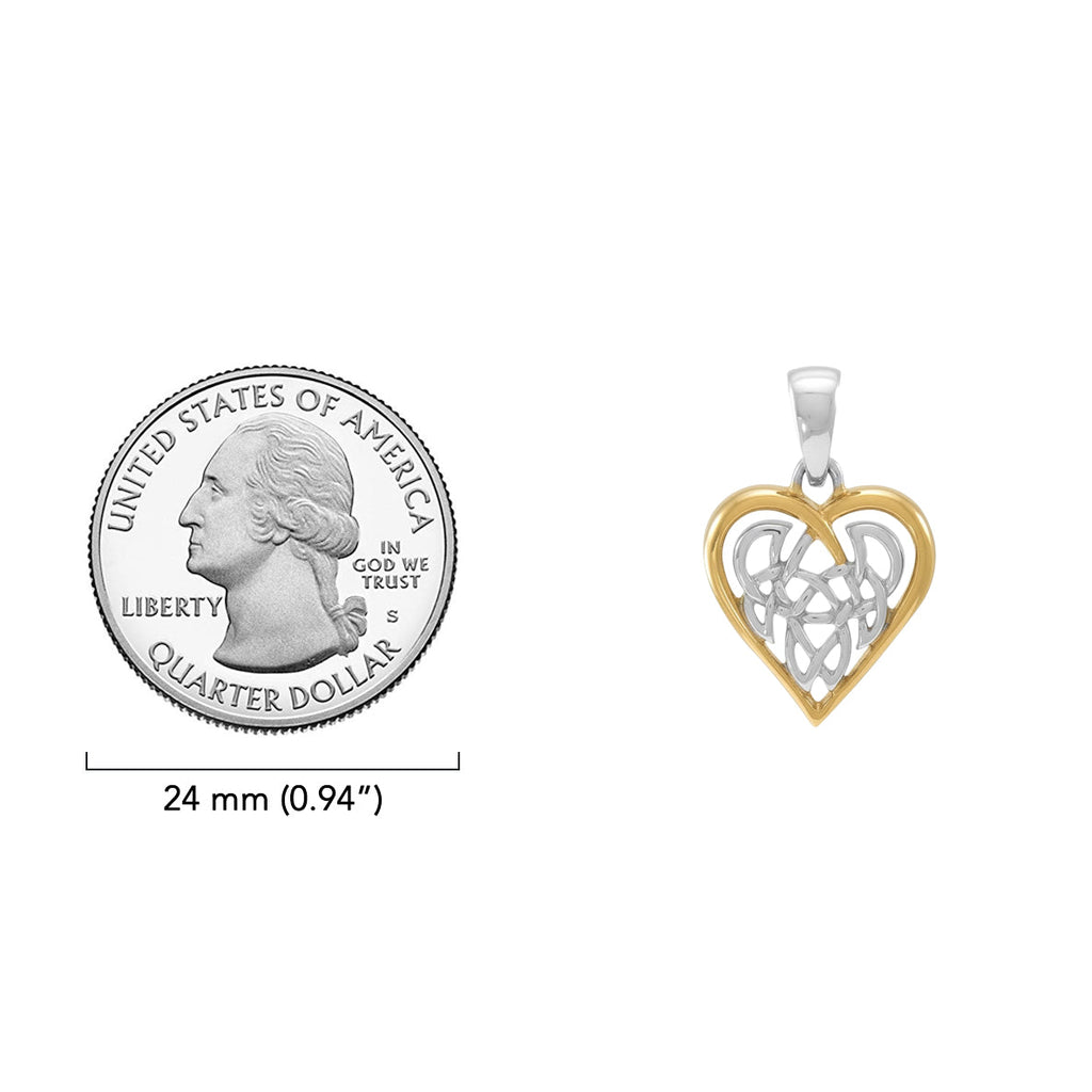 Celtic Knot Heart Sterling Silver and 18K Gold Accent Pendant MPD2332