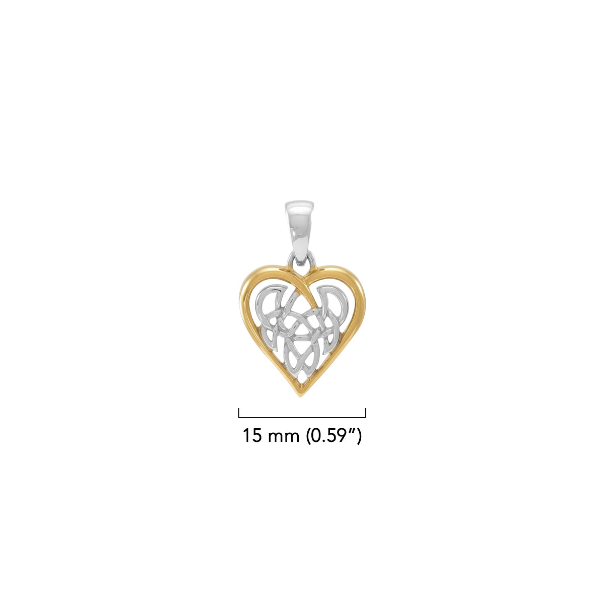 Celtic Knot Heart Sterling Silver and 18K Gold Accent Pendant MPD2332