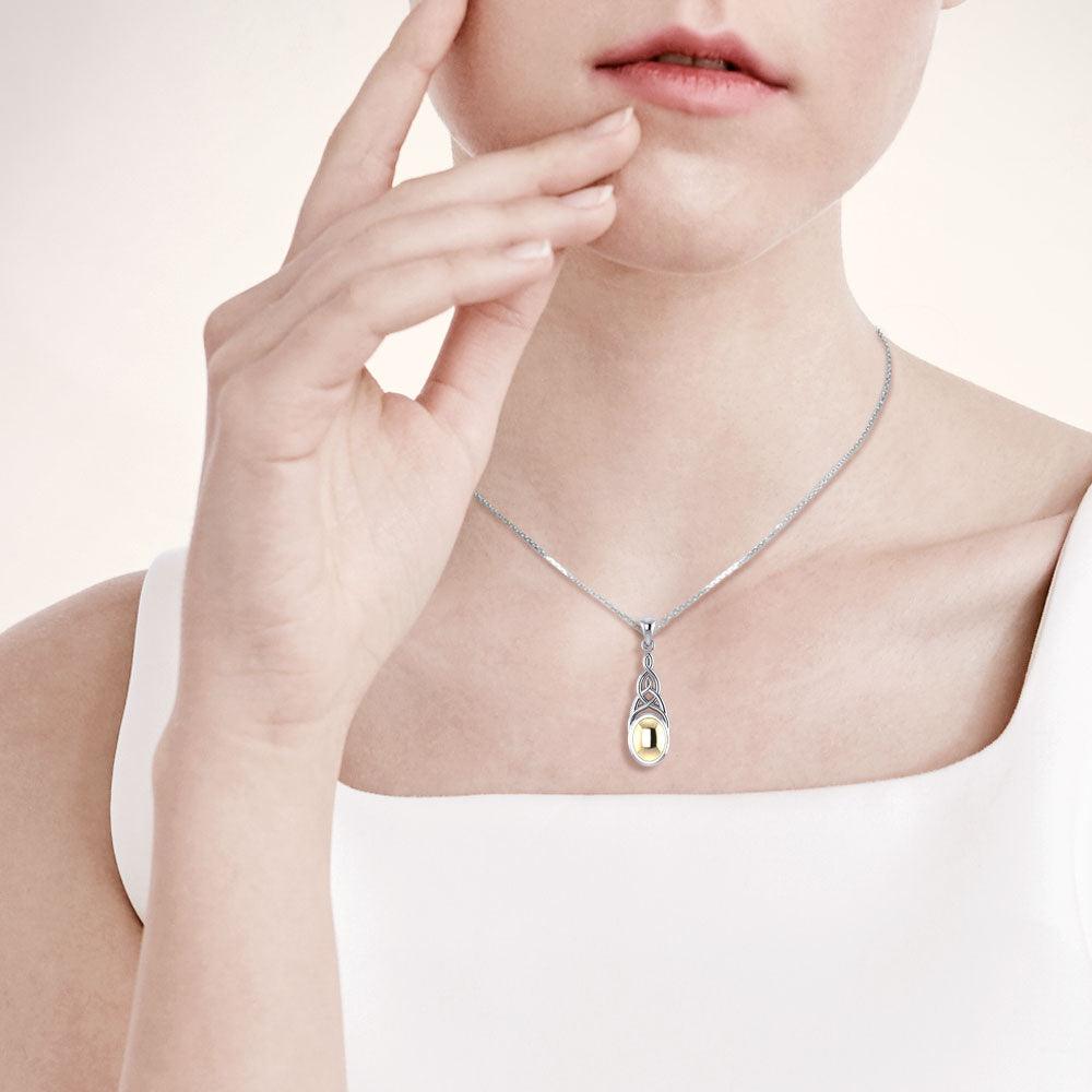 Danu Celtic Trinity Knot Silver and 14k Gold Accent Pendant MPD3008