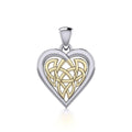 Celtic Knot Heart Sterling Silver and 14K Gold Accent Pendant MPD3015