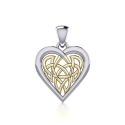 Celtic Knot Heart Sterling Silver and 14K Gold Accent Pendant MPD3015 | Pendant | Wiccan Center