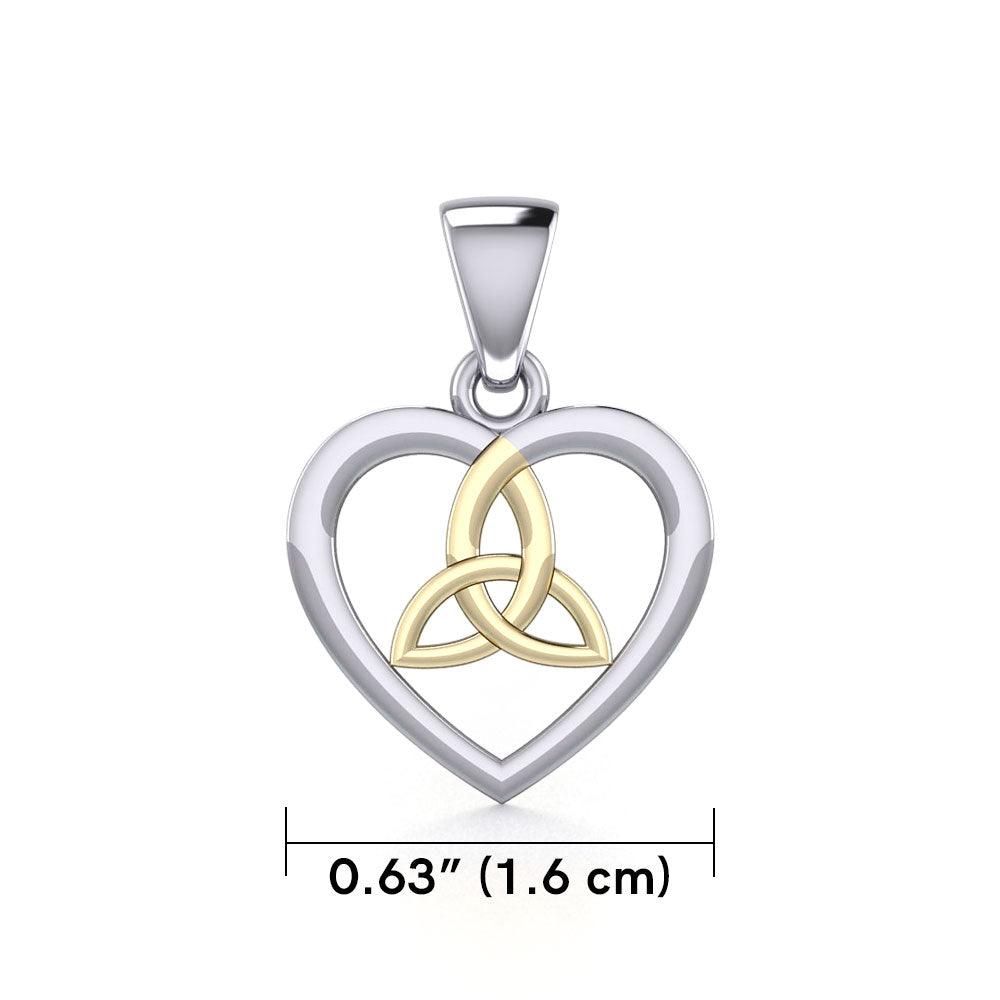 Celtic Trinity Heart Sterling Silver and 14K Gold Accent Pendant MPD3562