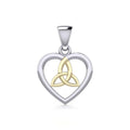 Celtic Trinity Heart Sterling Silver and 14K Gold Accent Pendant MPD3562