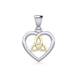 Celtic Trinity Heart Sterling Silver and 14K Gold Accent Pendant MPD3562 | Pendant | Wiccan Center