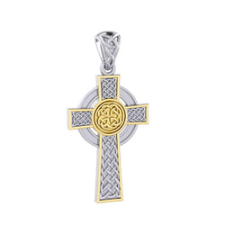 Large Reversible Celtic Cross Sterling Silver with 14K Gold Accent Pendant MPD3726 | Pendant | Wiccan Center