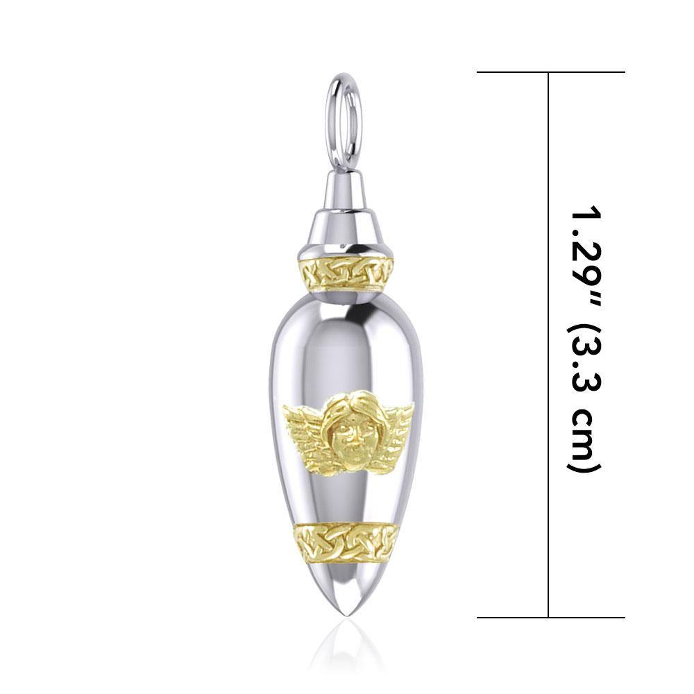 Celtic Angel Sterling Silver and 14K Gold Accent Bottle Pendant MPD4062