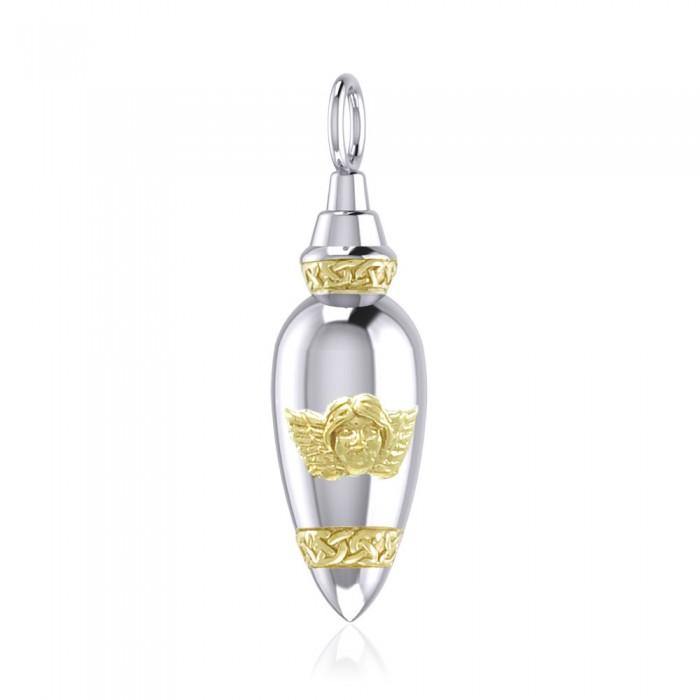 Celtic Angel Sterling Silver and 14K Gold Accent Bottle Pendant MPD4062