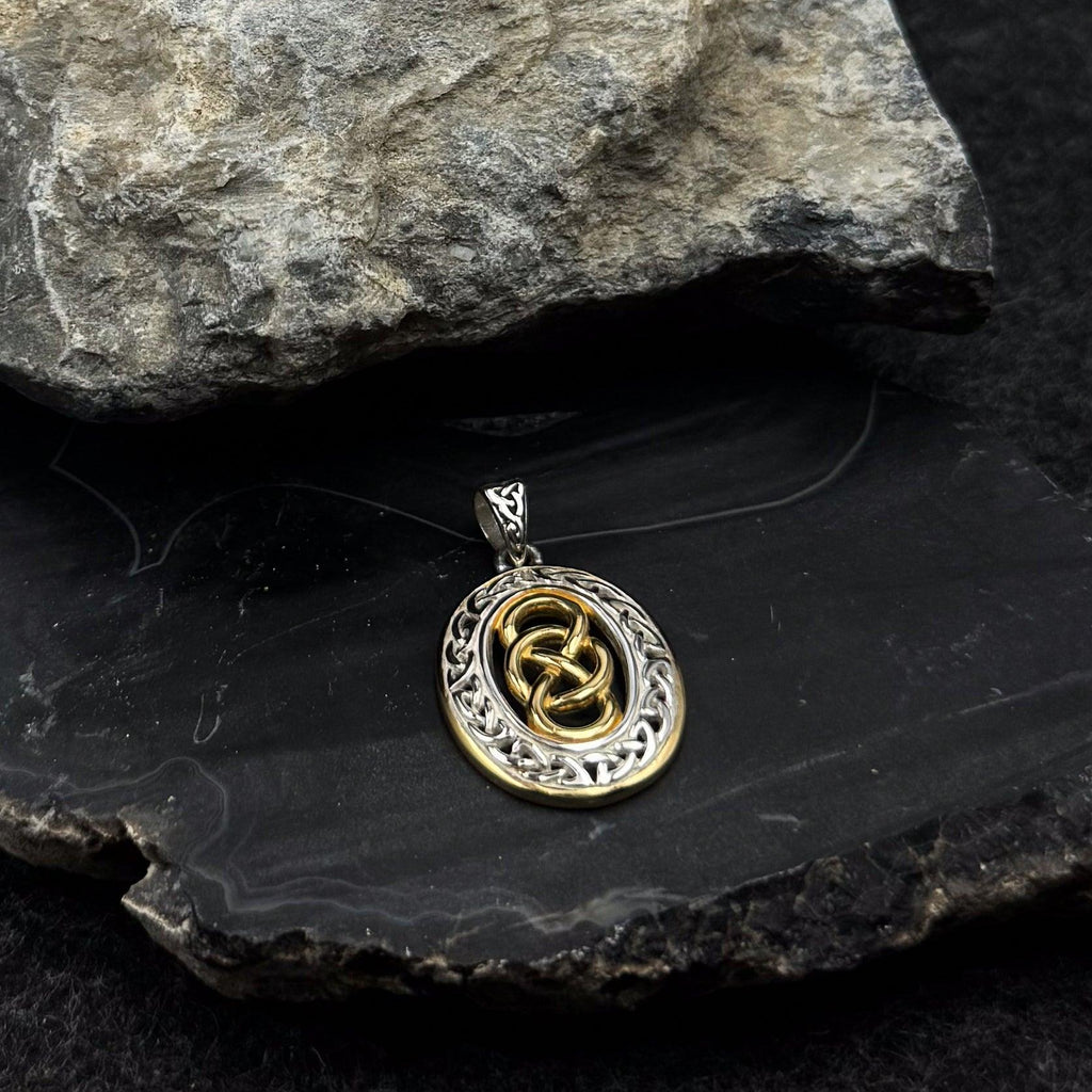 Celtic Knotwork Sterling Silver with 14K Gold Accent Pendant MPD4133