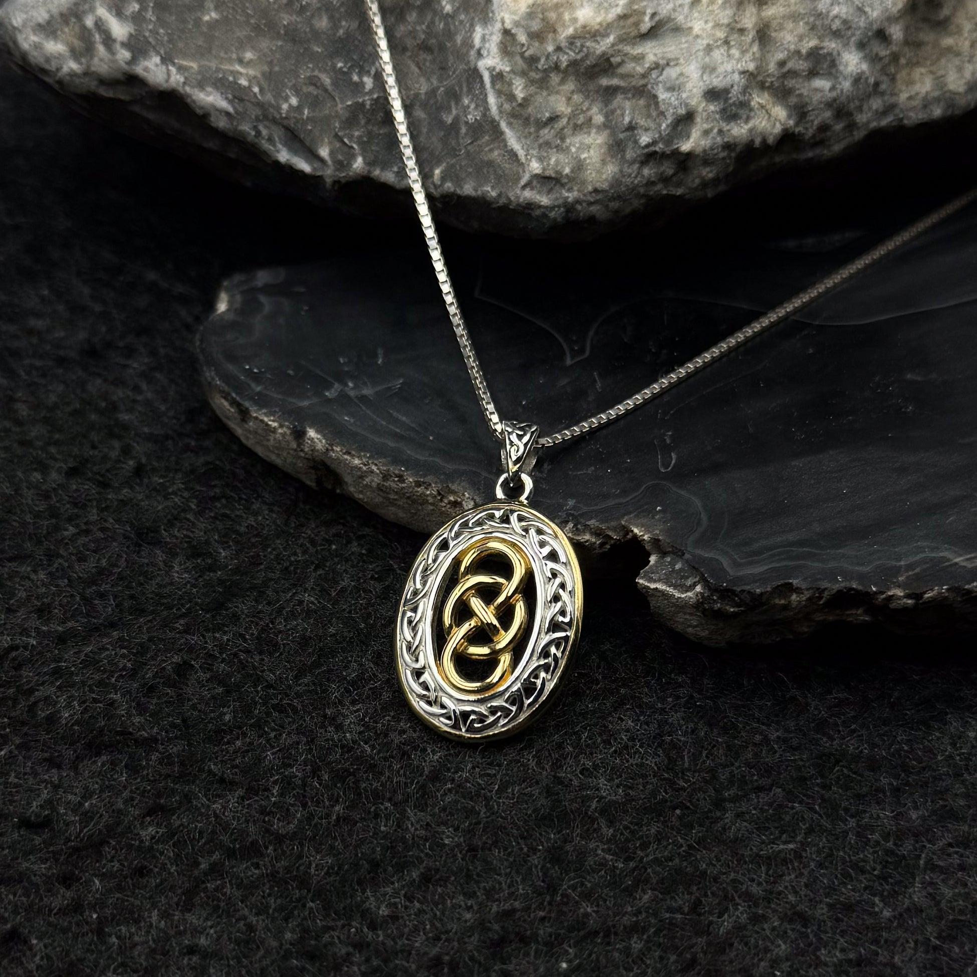 Celtic Knotwork Sterling Silver with 14K Gold Accent Pendant MPD4133