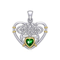 Celtic Knotwork Heart Sterling Silver with 14K Gold Accent Pendant and Gemstone MPD4665
