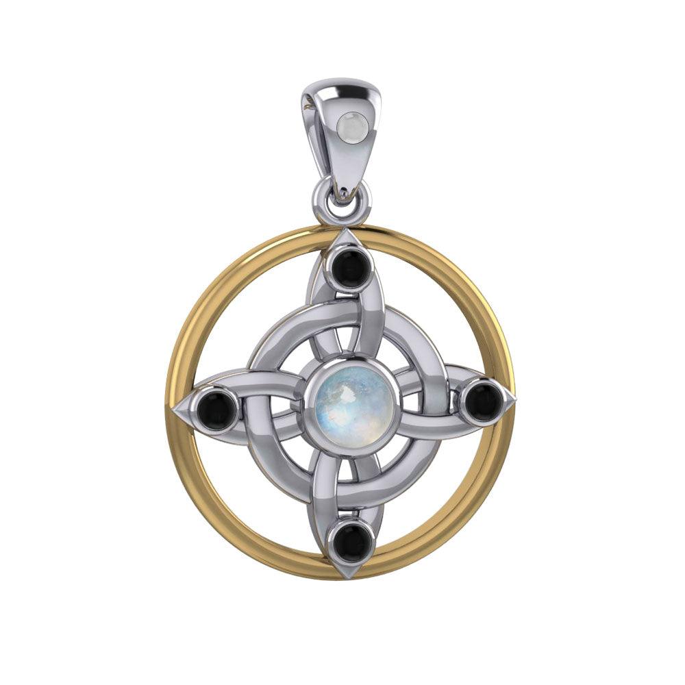 Celtic Witches Protection Knot Silver and 18K Gold Accent Pendant MPD4728