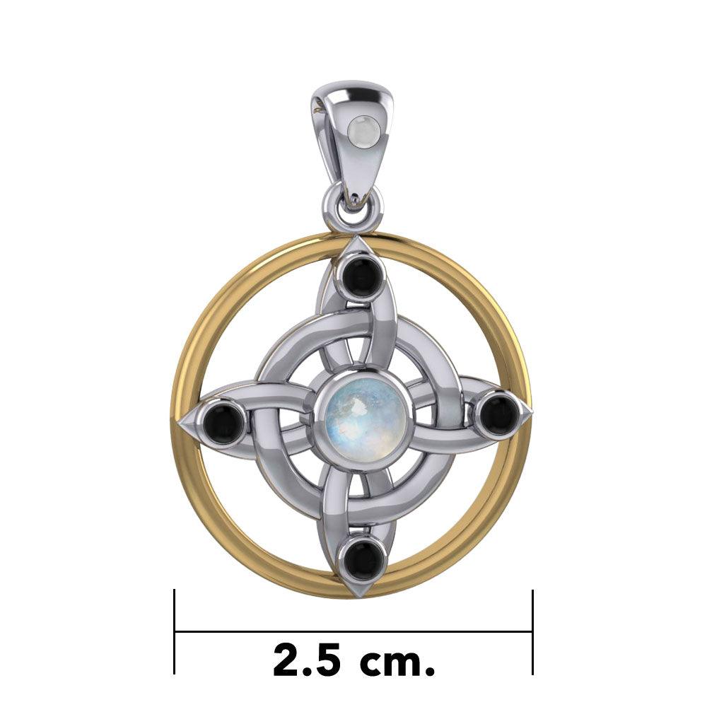 Celtic Witches Protection Knot Silver and 18K Gold Accent Pendant MPD4728