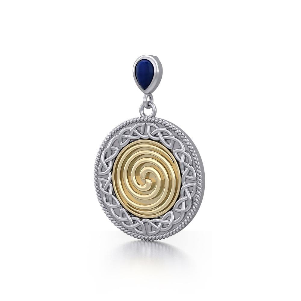 Celtic Ancestral Wisdom Spell Sterling Silver and 18K Gold Accent Pendant MPD4747