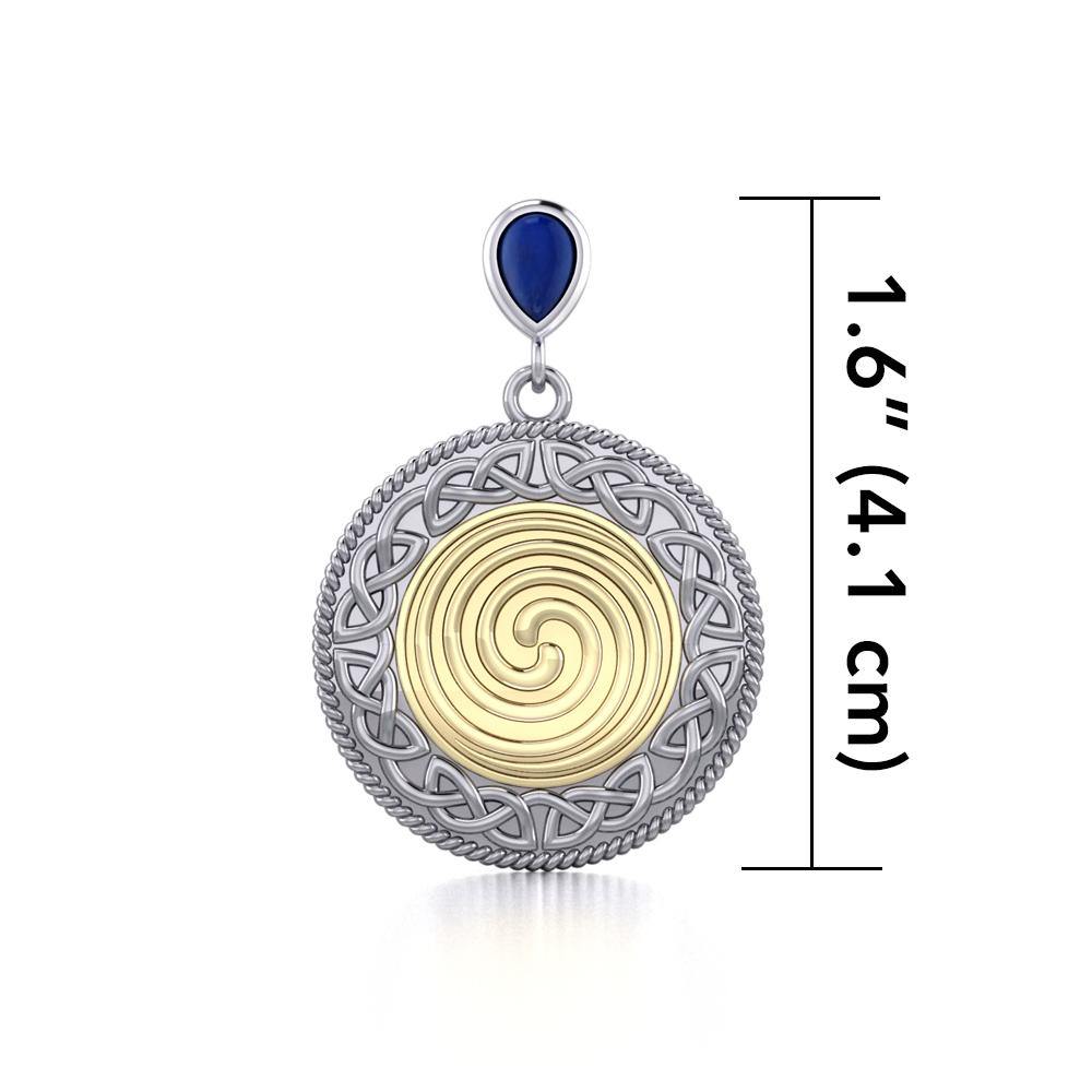 Celtic Ancestral Wisdom Spell Sterling Silver and 18K Gold Accent Pendant MPD4747