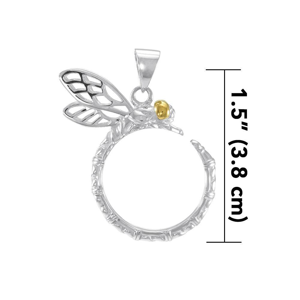 Dragonfly Sterling Silver and 14K Gold Accent Pendant MPD4854