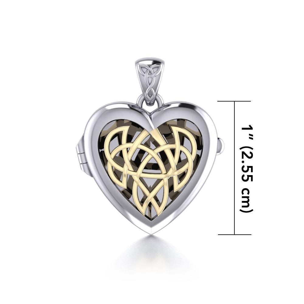 Celtic Heart Aroma Sterling Silver and 14K Gold Accent Locket Pendant MPD5040