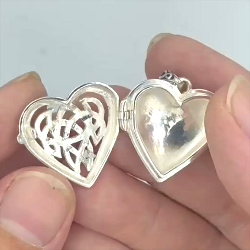 Celtic Heart Aroma Sterling Silver and 14K Gold Accent Locket Pendant MPD5040