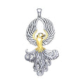Majestic Phoenix Pendant In Silver With 14K Gold Accent MPD5071 Timeless Symbol Jewelry Gift