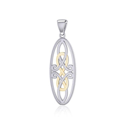 Celtic Woven Design in Oval Shape Silver and Gold Pendant MPD5233 | Pendant | Wiccan Center