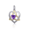 The Celtic Trinity Heart Silver and 14K Gold Accent Pendant with Gemstone MPD5287