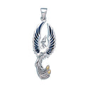 Alighting breakthrough of the Mythical Phoenix Sterling Silver and 14K Gold Accent Pendant MPD5680