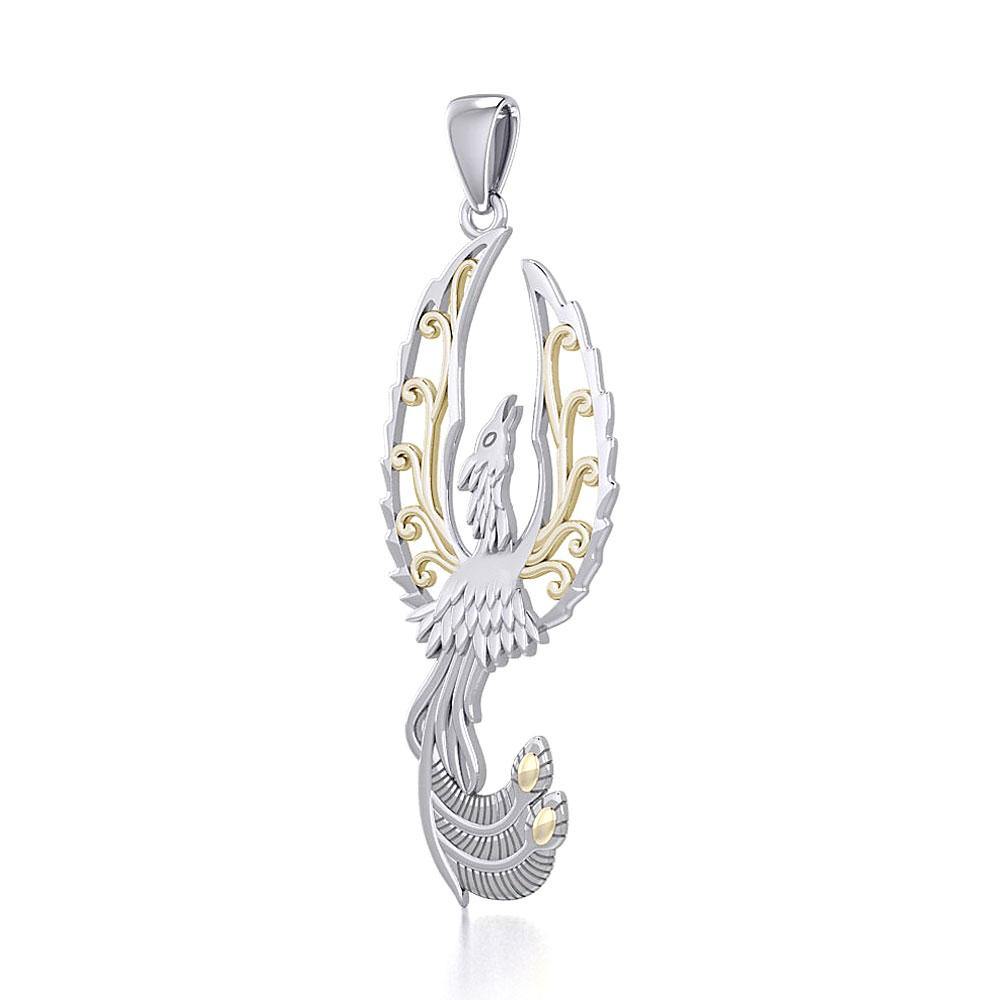 Mythical Phoenix Sterling Silver and 14K Gold Accent Pendant MPD5723