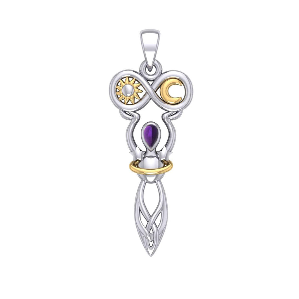 Celtic Goddess of Infinite Universe Sterling Silver and Gold Pendant MPD5931