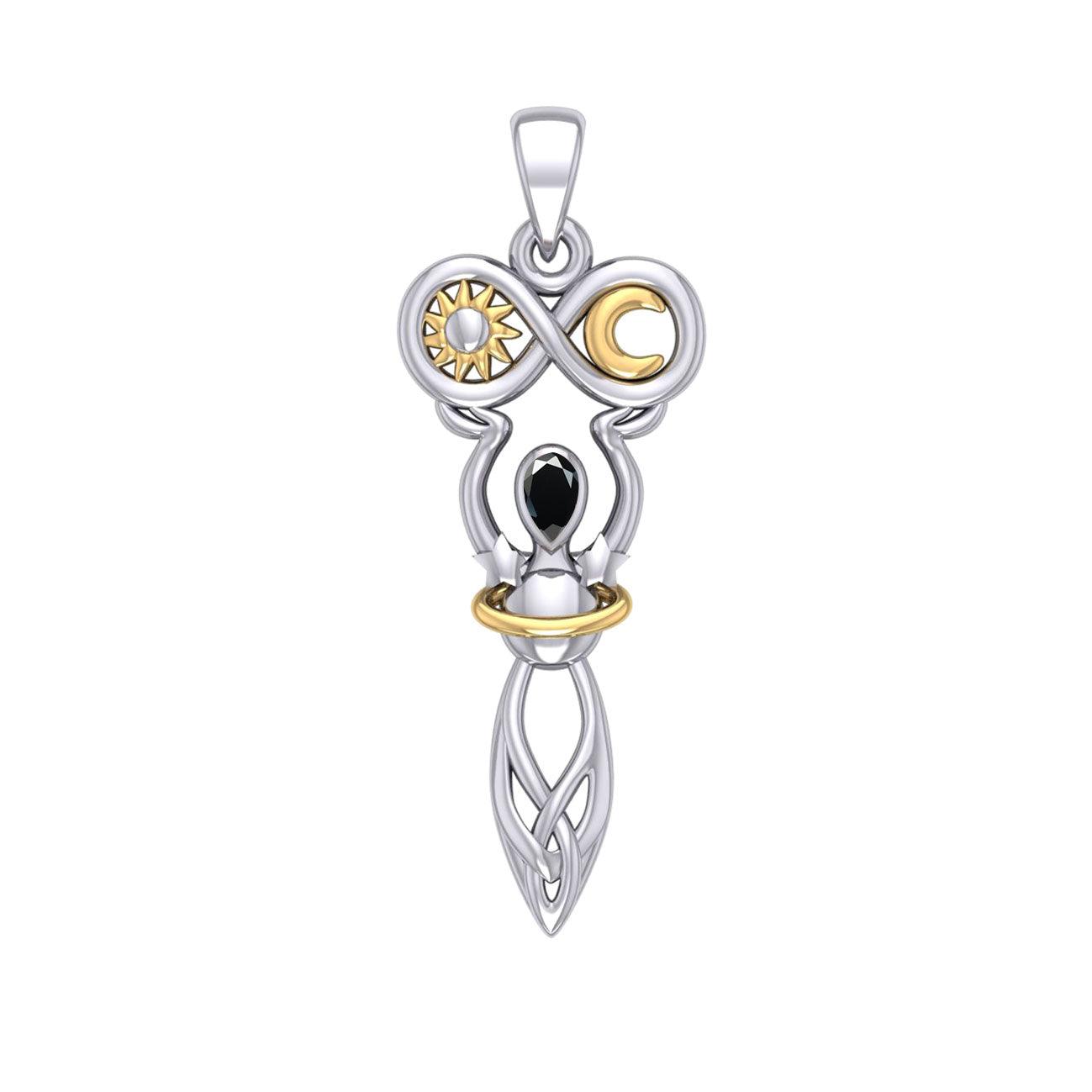 Celtic Goddess of Infinite Universe Sterling Silver and Gold Pendant MPD5931