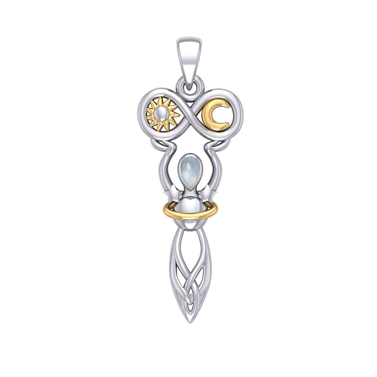 Celtic Goddess of Infinite Universe Sterling Silver and Gold Pendant MPD5931