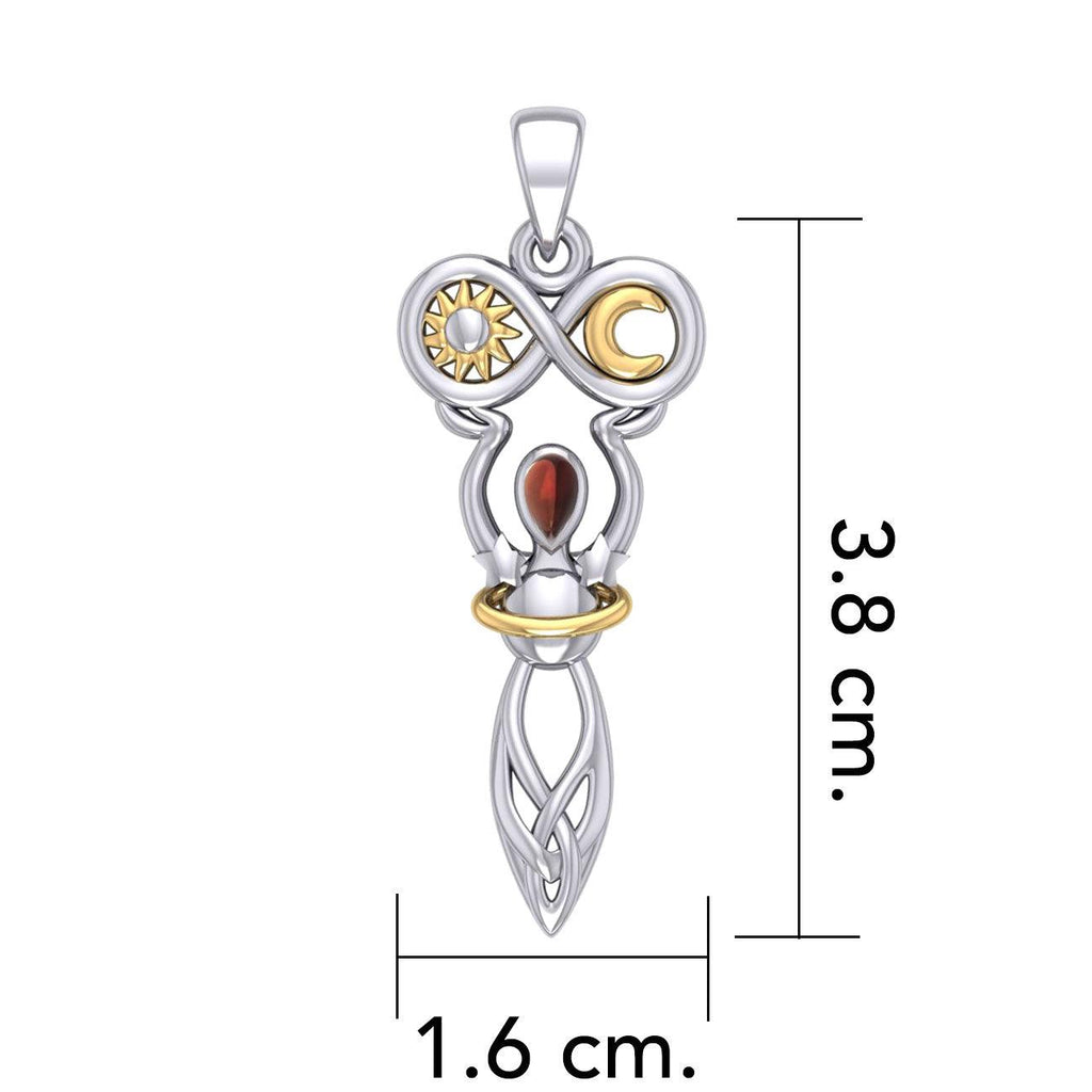 Celtic Goddess of Infinite Universe Sterling Silver and Gold Pendant MPD5931