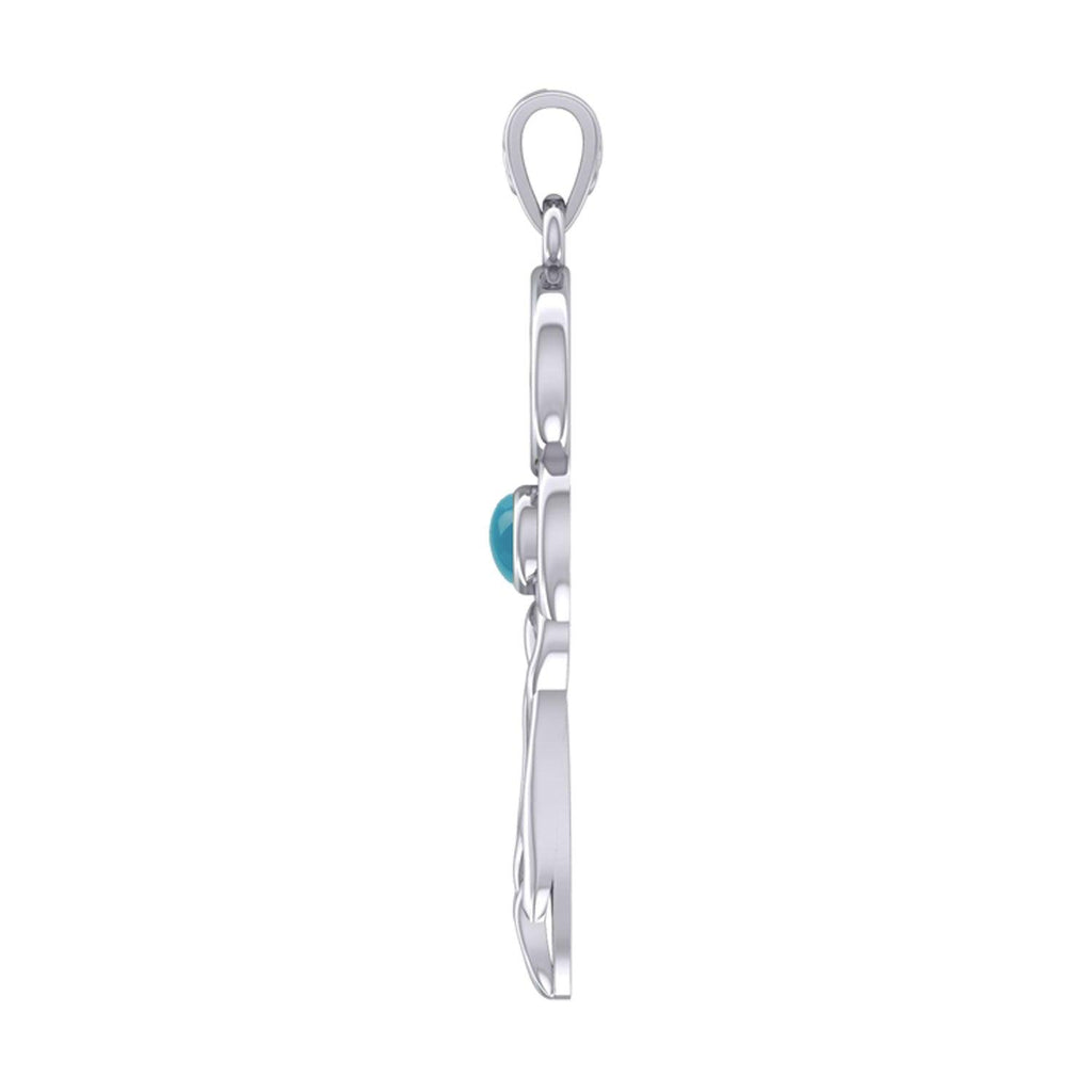 Celtic Goddess Sagittarius Astrology Zodiac Sign Silver and Gold Accents Pendant with Turquoise MPD5943