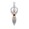 Celtic Goddess with Birthstone Silver and 14K Gold Accents Pendant MPD5959