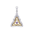 Double Goddess with Celtic Triquetra Silver and 14K Gold Accent Pendant MPD5989