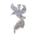 Steampunk Celtic Phoenix Silver and 14K Gold Accent Pendant MPD5999