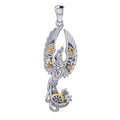 Steampunk Celtic Phoenix Silver and 14K Gold Accent Pendant MPD6000