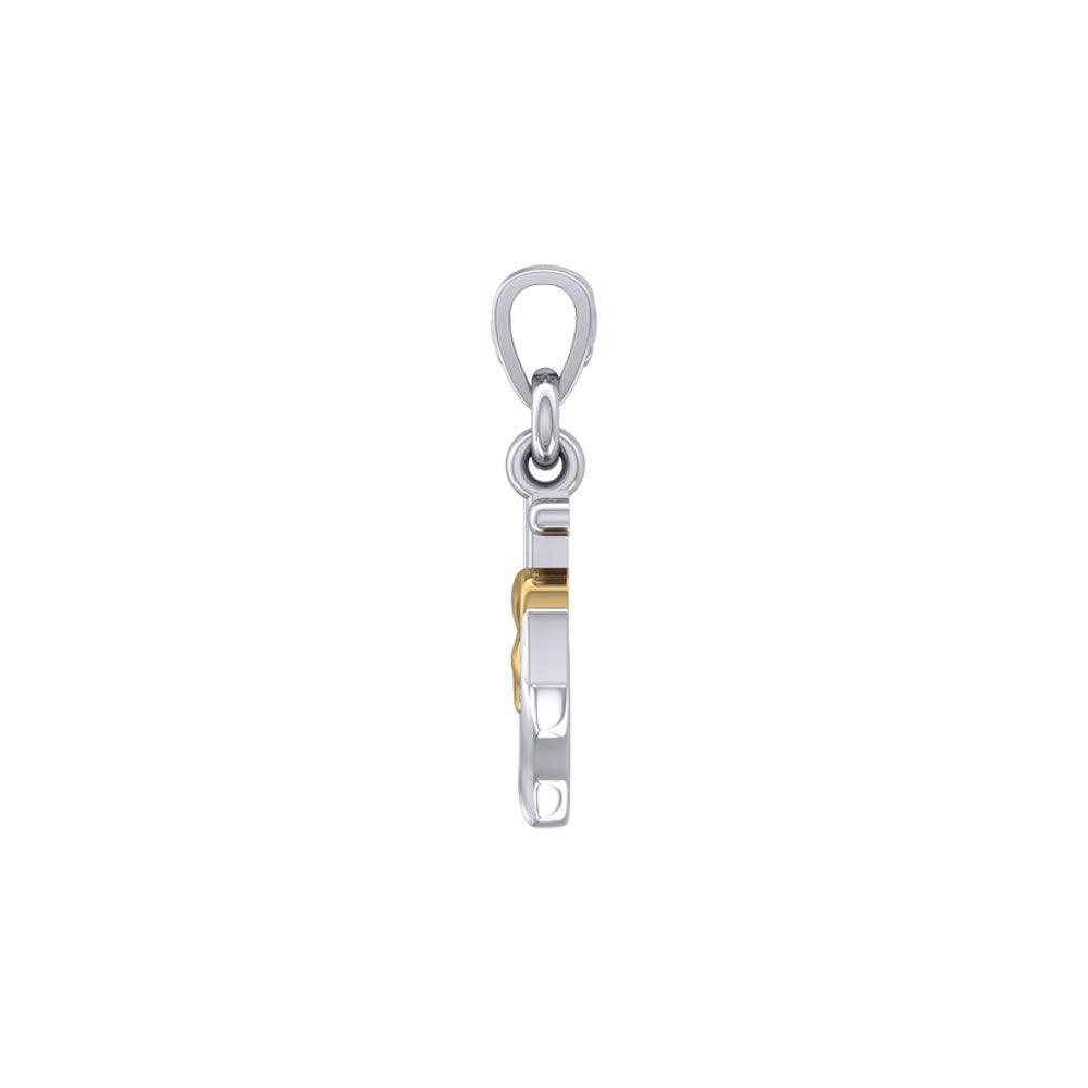 Celtic Heart With Anchor Silver With 14K Gold Accent Pendant MPD6056