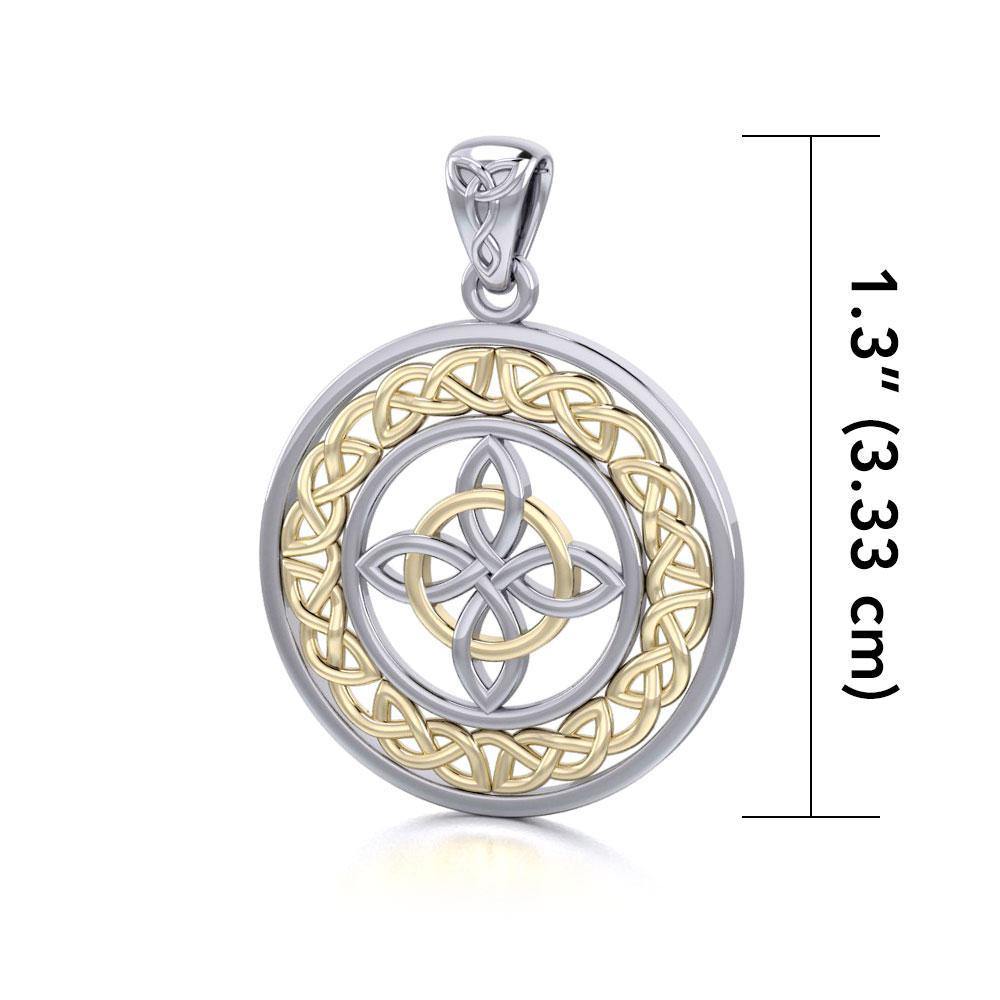 Celtic Knotwork Pendant In Sterling Silver With 14K Gold Accent MPD728 Elegant Jewelry Gift