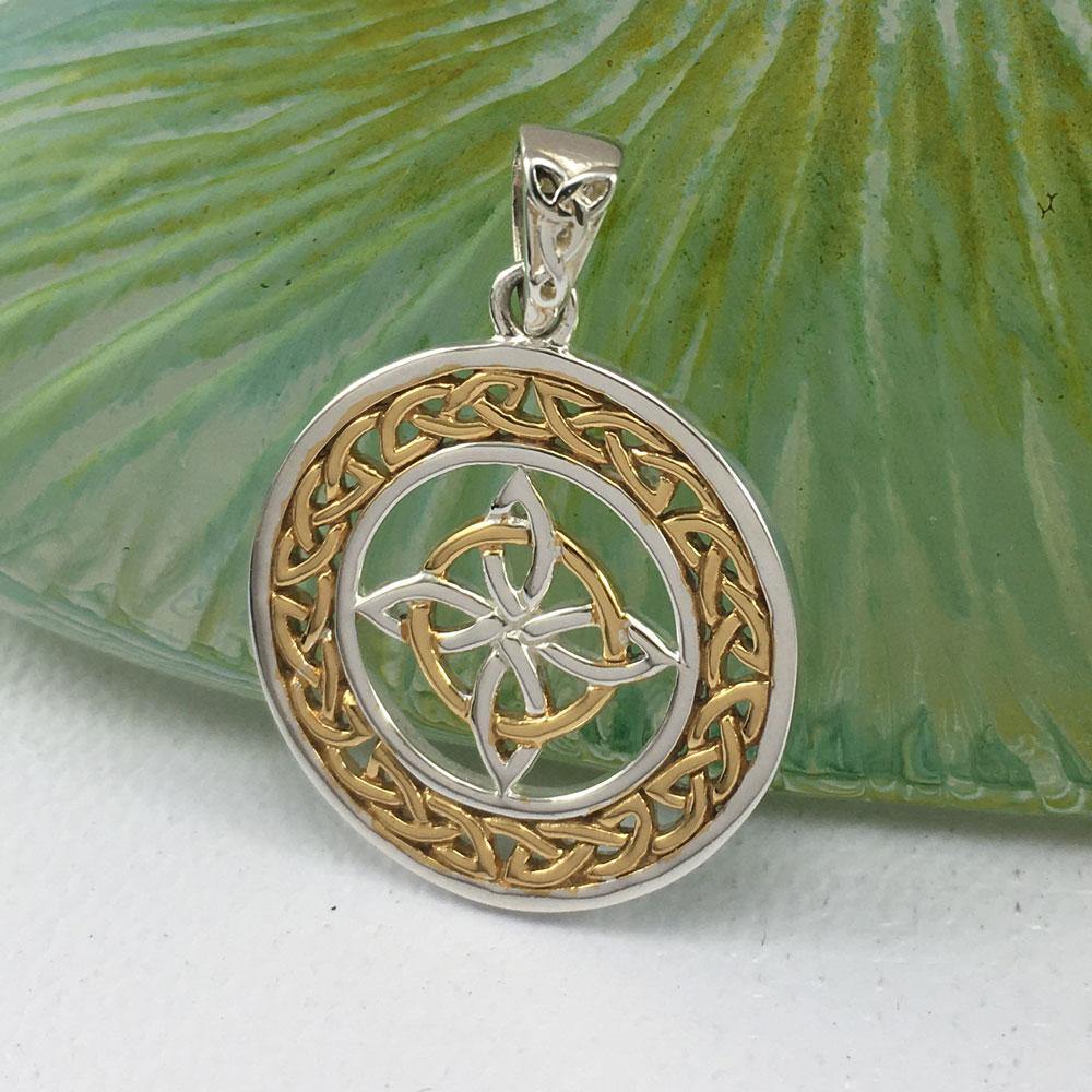 Celtic Knotwork Pendant In Sterling Silver With 14K Gold Accent MPD728 Elegant Jewelry Gift