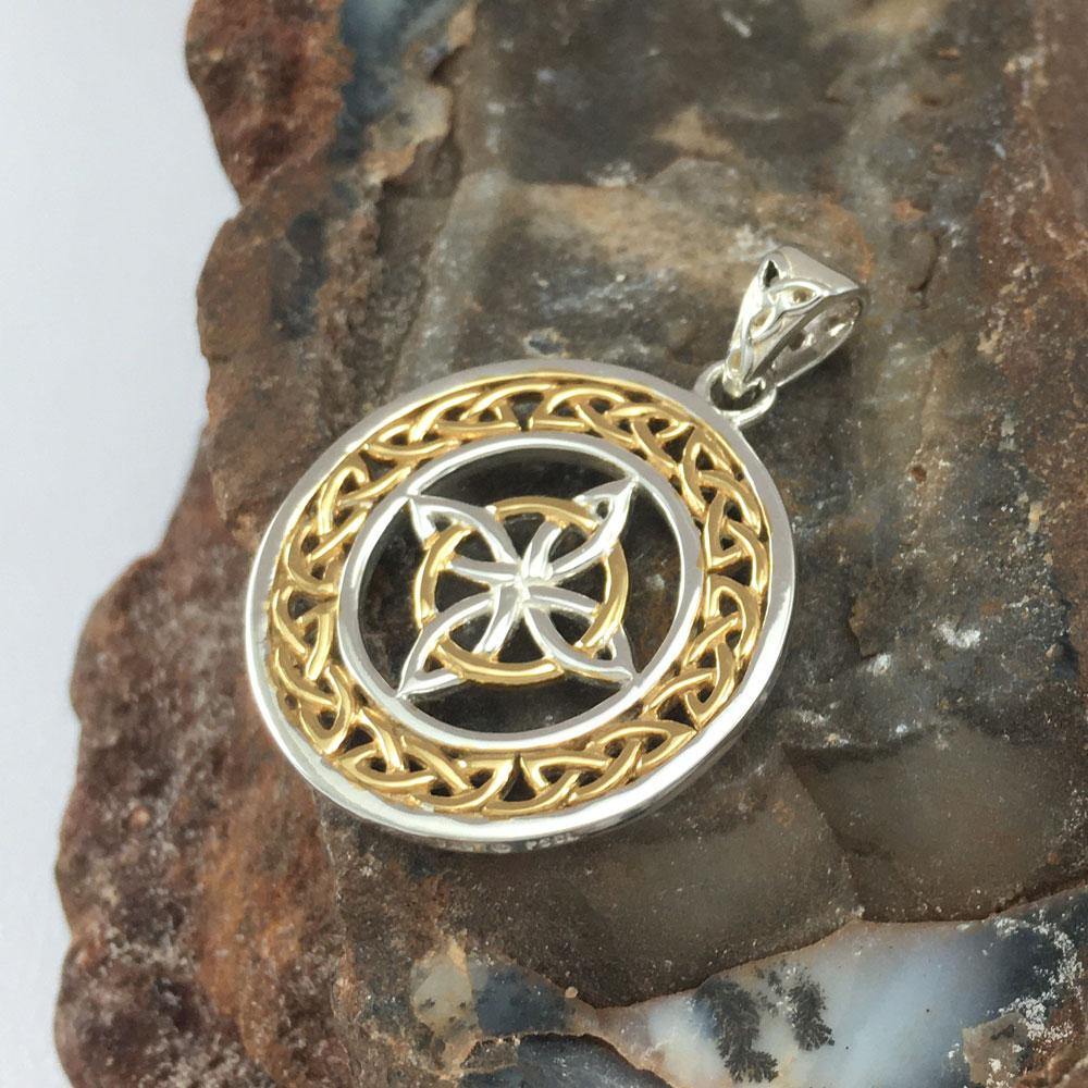 Celtic Knotwork Pendant In Sterling Silver With 14K Gold Accent MPD728 Elegant Jewelry Gift