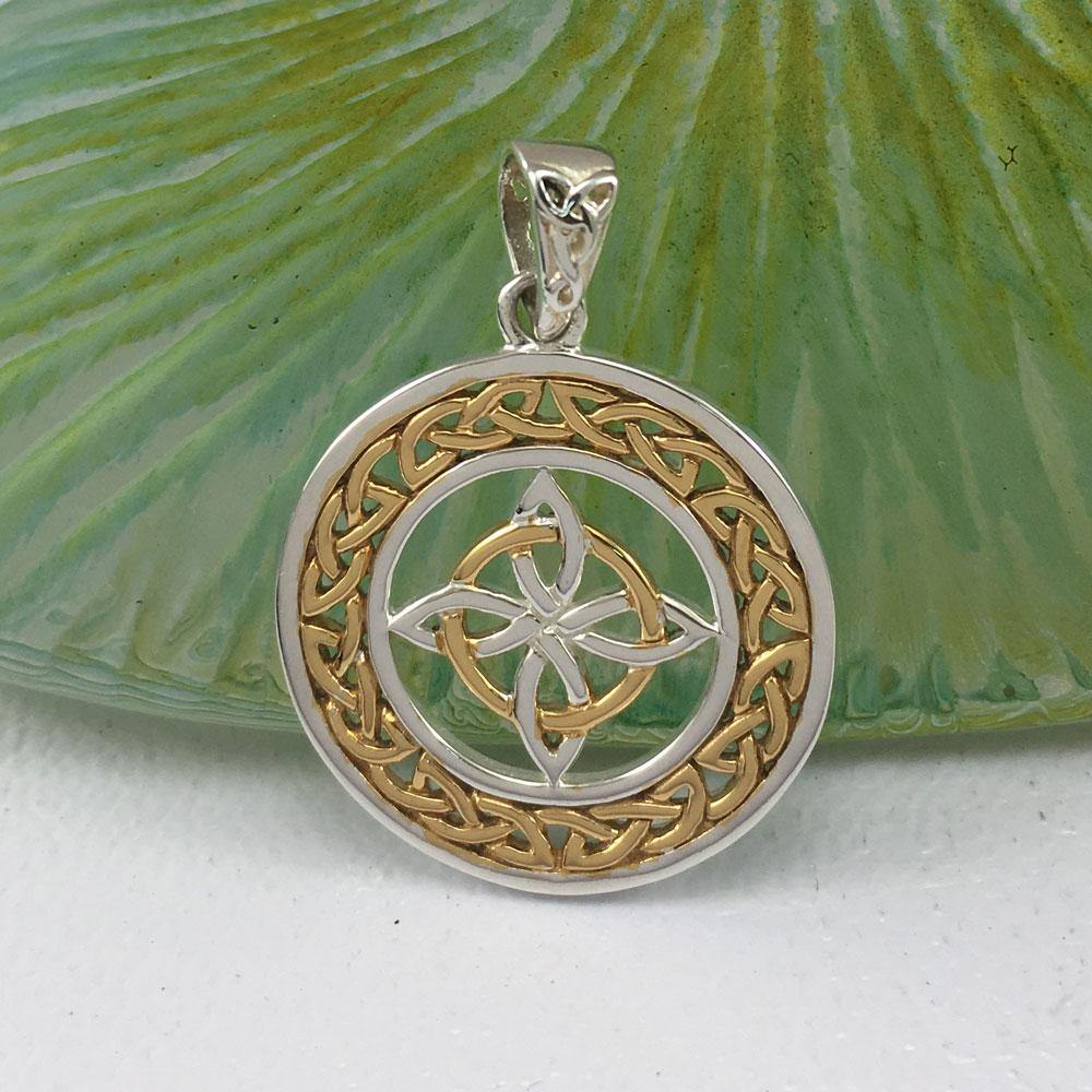 Celtic Knotwork Pendant In Sterling Silver With 14K Gold Accent MPD728 Elegant Jewelry Gift