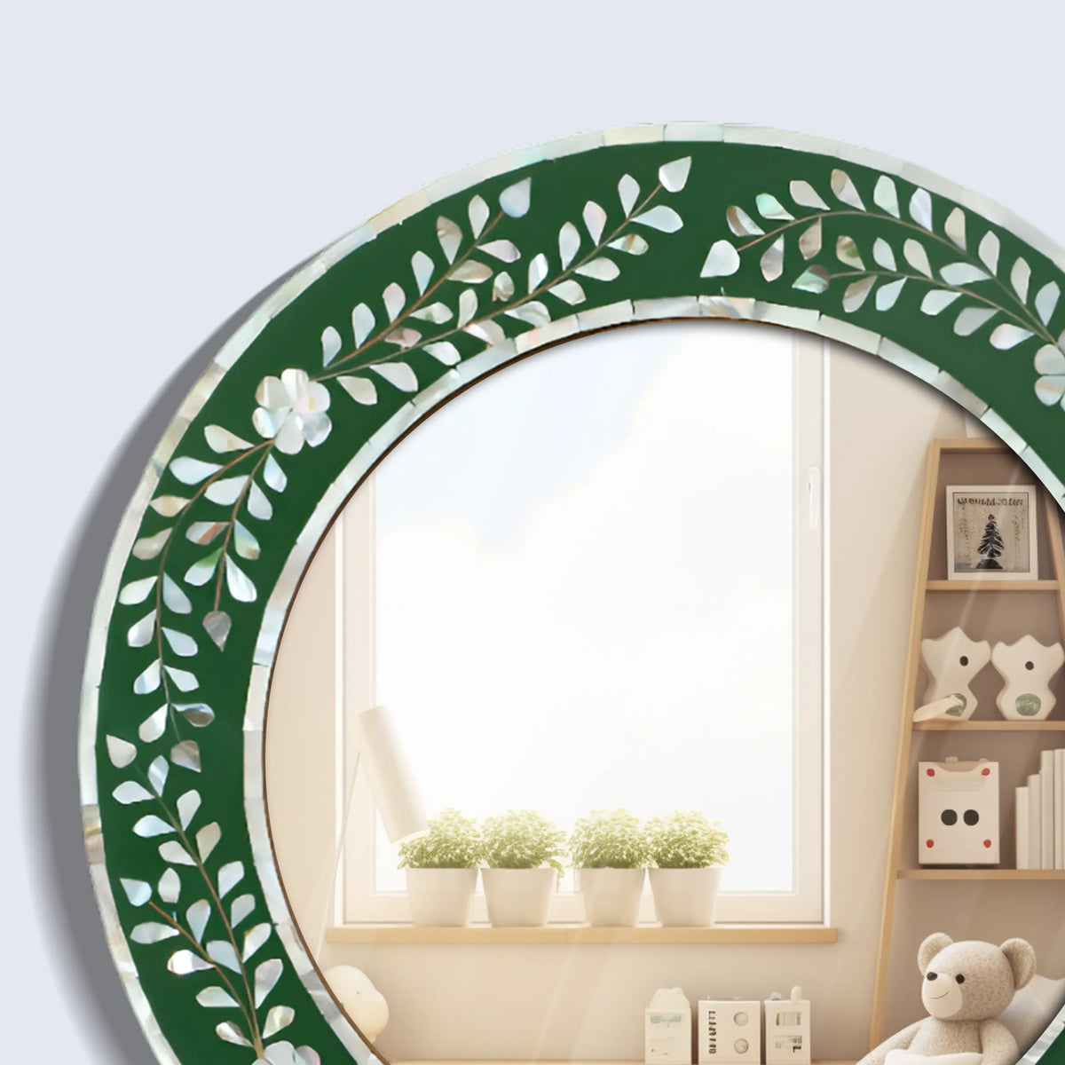 make to order mother of pearl resin inlay wall hanging mirror frame 12 dia | Mirror | Wiccan Center