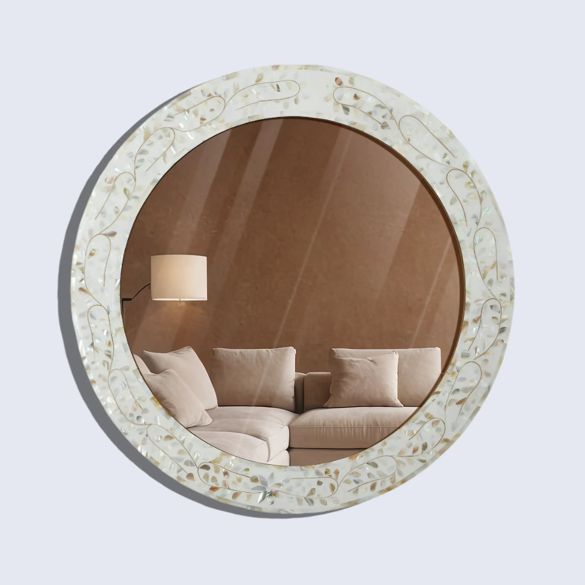 make to order mother of pearl resin inlay wall hanging mirror frame 22 dia | Mirror | Wiccan Center