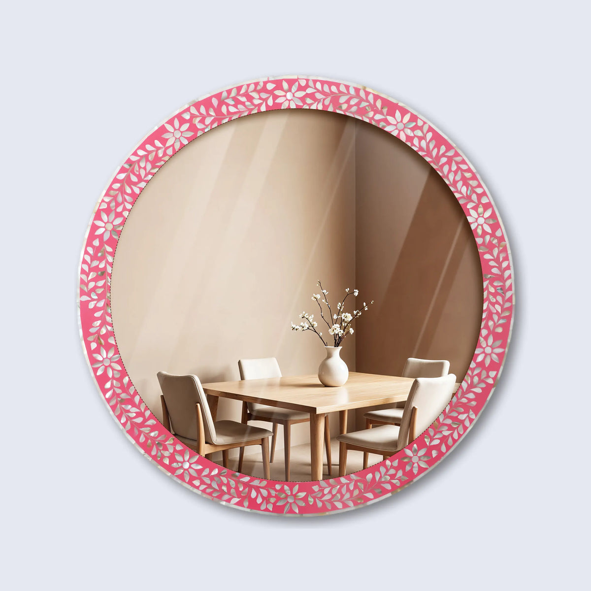 Wall Mirror Round Mother of Pearl & Resin Inlay Wall Hanging Mirror Frame, 28" Dia | Mirror | Wiccan Center