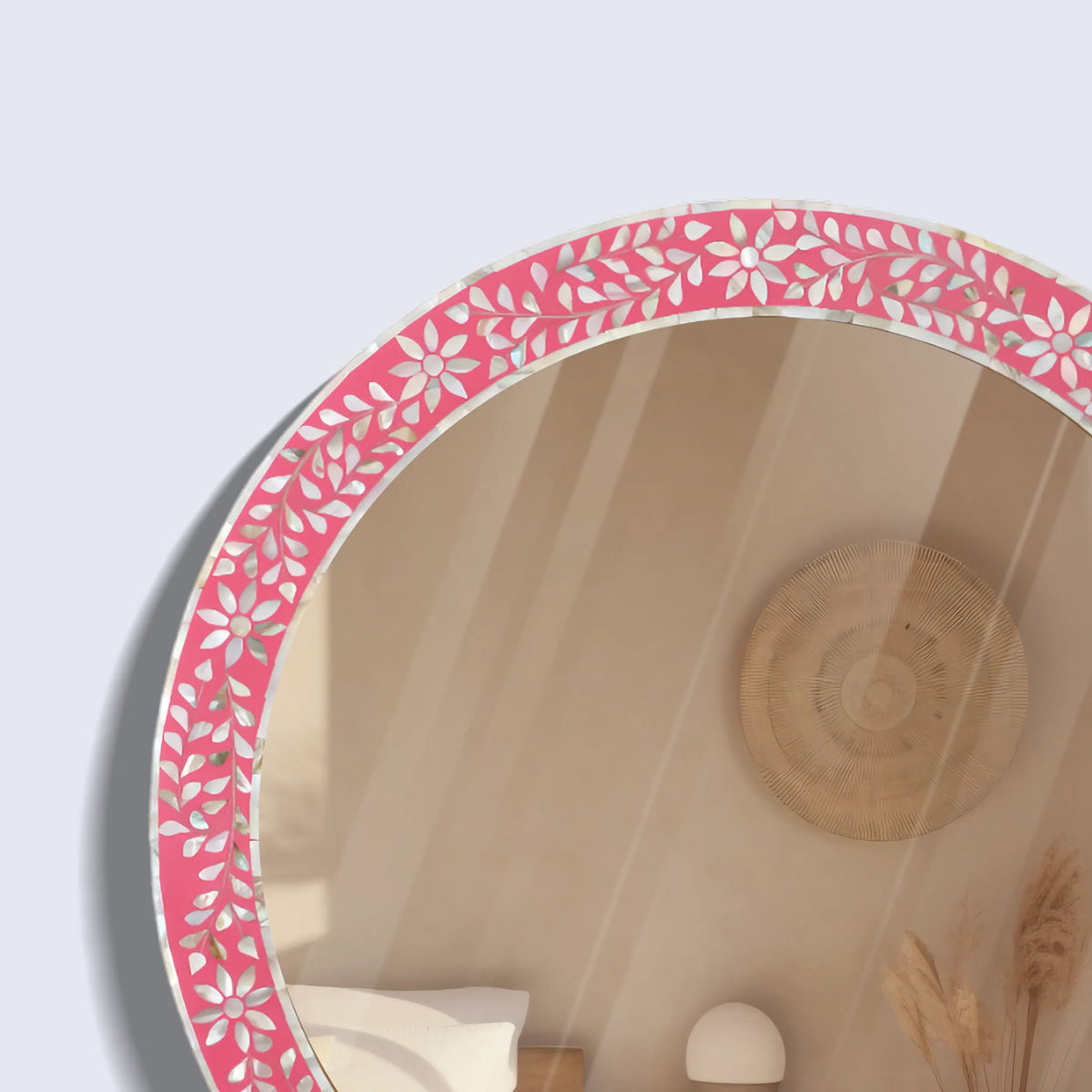 Wall Mirror Round Mother of Pearl & Resin Inlay Wall Hanging Mirror Frame, 28" Dia | Mirror | Wiccan Center