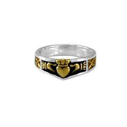 Celtic Claddagh Sterling Silver with 14K Gold Accent Ring MRI1482 | Ring | Wiccan Center
