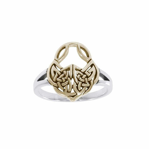 A celebration of the Celtic heritage ~ Celtic Knotwork Sterling Silver Ring with 14K Gold Accent MRI1588 | Ring | Wiccan Center