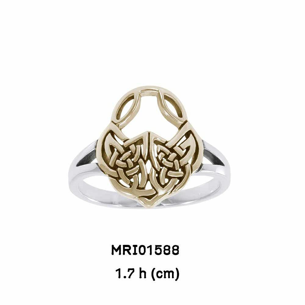 A celebration of the Celtic heritage ~ Celtic Knotwork Sterling Silver Ring with 14K Gold Accent MRI1588